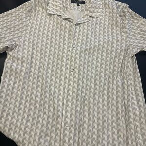 rag & bone Men's Casual Shirt - Cream and Gray Geometric